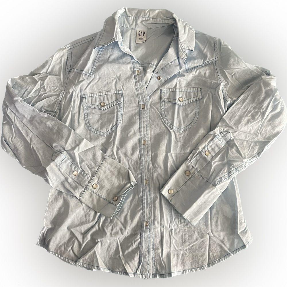 Womens GAP Light Blue Button Down Shirt Size XS